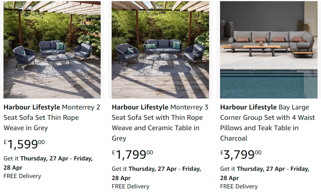 Harbour Lifestyle Amazon Furniture Listing 