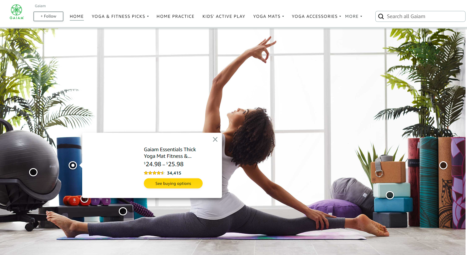 Gaiam Shoppable Image - Amazon storefront picture