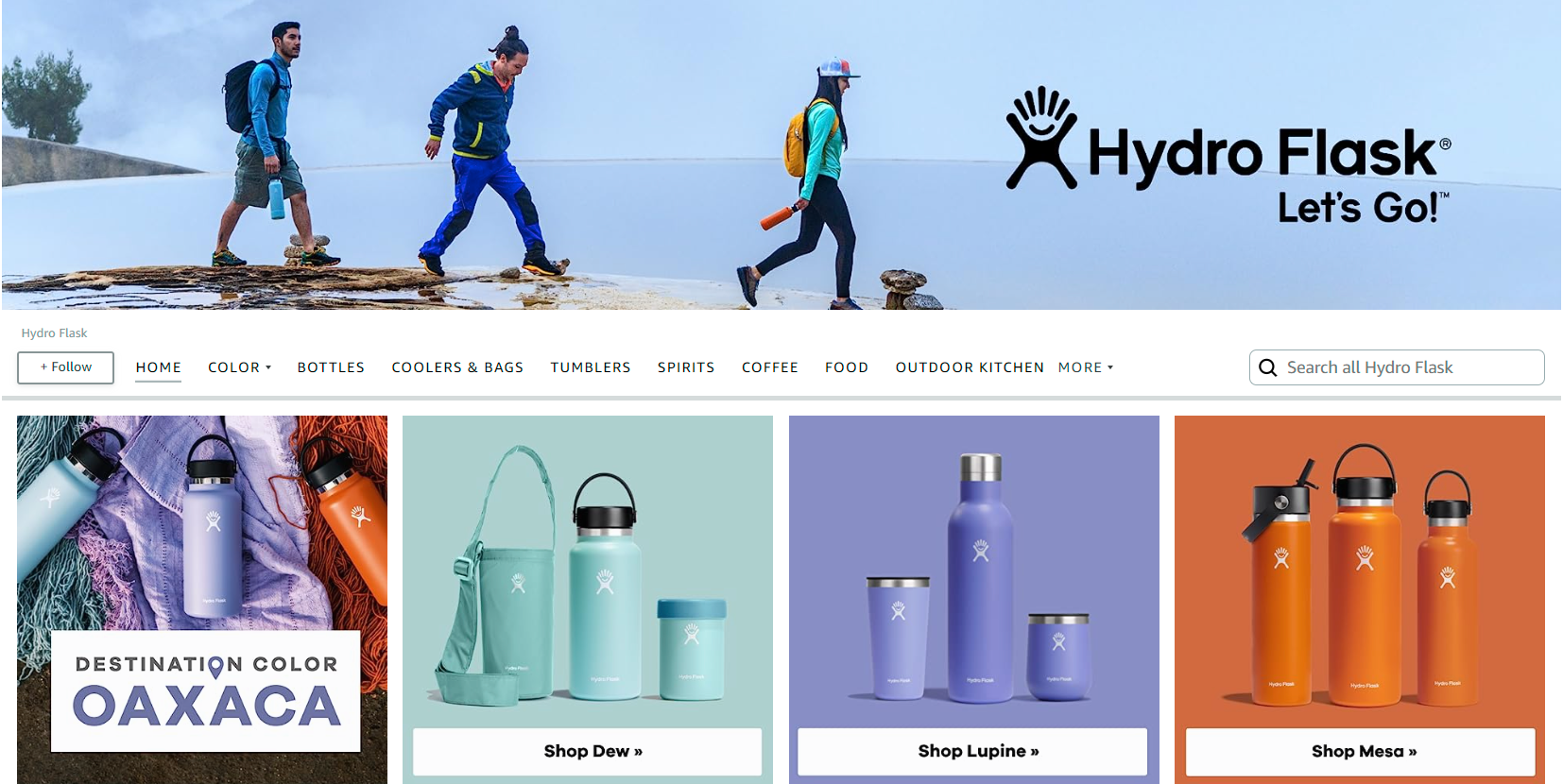 Picture of Hydro Flask storefront home page