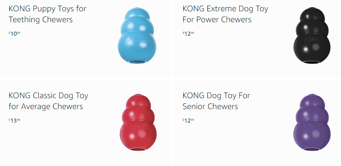 Screenshot of Kong chew toys